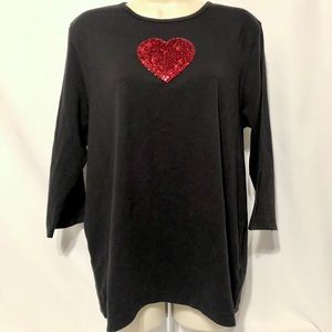 Women’s 3/4 Sleeve Crew Neck T-Shirt Heart XL